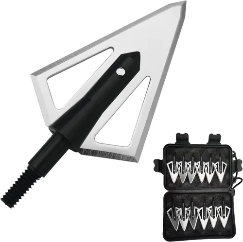 Miniatura 7 de Hojas de Acero Inoxidable para Cazar y Tiro con Arco Cabezales Anchos de Punta de Flecha Compatibles con Arcos Tradicionales, Arco de Tiro, Ballesta