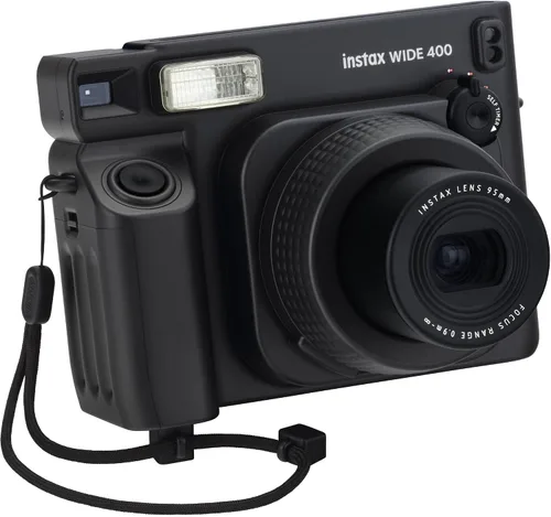 Miniatura 8 de Fujifilm Instax Wide 400 Cámara de película instantánea (negro) Paquete con funda de transporte compatible con estilo vintage + paño de limpieza