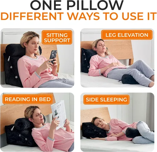 Miniatura 7 de Cheer Collection Almohada de cuña de lectura, almohada de lectura de cuña ajustable con soporte para el cuello, almohada de respaldo rellena