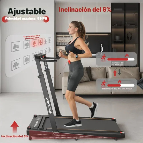 Miniatura 3 de Treadmill with Incline, 3 in 1 Under Desk Treadmill Walking Pad with Removable Desk Workstation 3.5HP Foldable Compact Walking Treadmills for Home