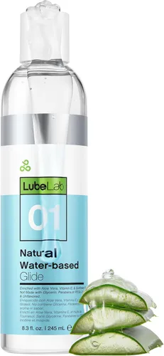 Lubelab Lubricante a base de agua de 8.3 onzas líquidas. Lubricante personal con aloe y vitamina E, hipoalergénico, libre de parabenos, glicerina y