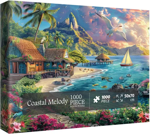 Rompecabezas de playa y océano para adultos, 1000 piezas de naturaleza, paisaje de Hawaii, rompecabezas escénico, rompecabezas de pájaros, plantas,