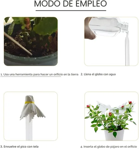 Miniatura 6 de Globos de riego de plantas de vidrio, globos de riego automático en forma de pájaro, inserto de maceta de riego automático, dispositivos de riego