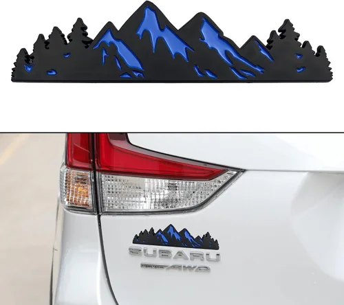 Miniatura 7 de Zhizhong Emblema de árbol de montaña de nieve de 7 pulgadas, insignia gráfica de montañas para maletero y portón trasero para automóvil, camión