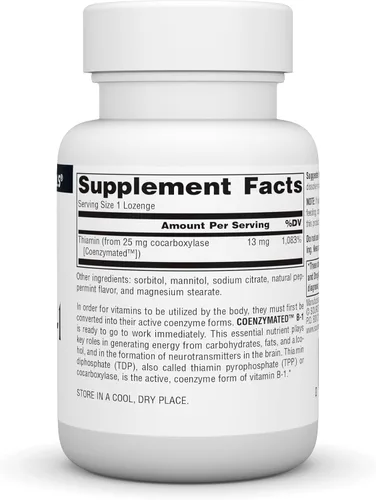 Miniatura 2 de Source Naturals Coenzymated B-1 25mg Tiamina Cocarboxilasa de acción rápida Disolución Rápida - 60 Pastillas