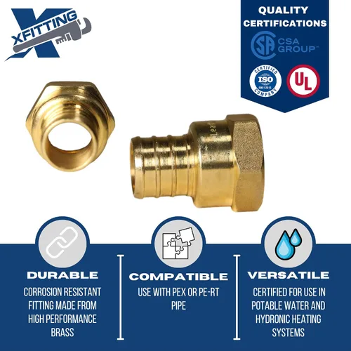 Miniatura 3 de XFITTING Adaptador roscado NPT hembra de 3/4 pulgadas Pex x 1/2 pulgadas, adaptador hembra de crimpado Pex B, latón, puerto completo, 2 piezas