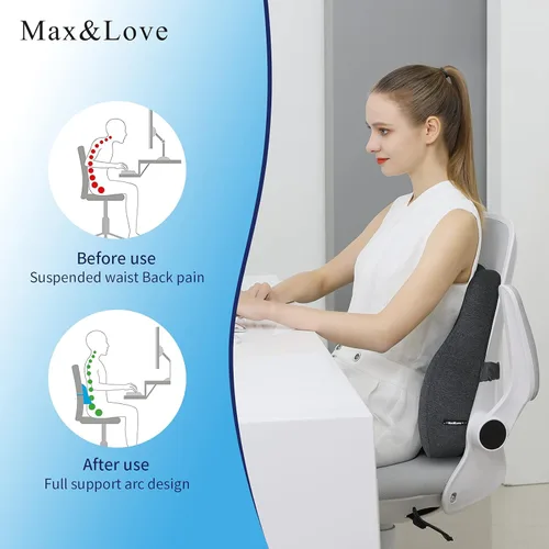 Miniatura 2 de Max&Love Funda de almohada de apoyo lumbar, diseño ergonómico, respaldo ortopédico para aliviar el dolor de espalda, espuma viscoelástica, soporte