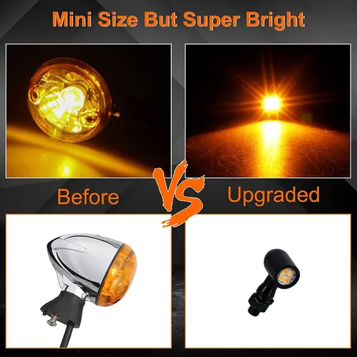 Miniatura 5 de Señales de giro delanteras y traseras para motocicleta, luces traseras de freno LED de tamaño mini, universales, compatibles con Harley Honda
