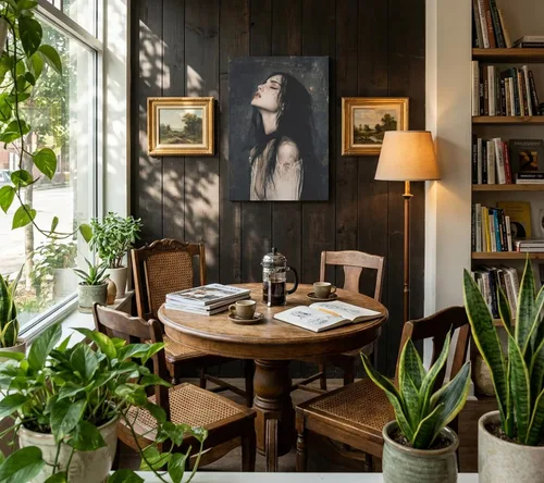Miniatura 3 de XLYFVLGF Arte de Pared en Lienzo Melancólico Oscuro Libresco, decoración de pared preppy oscura, pintura de mujer gótica victoriana, obra de arte