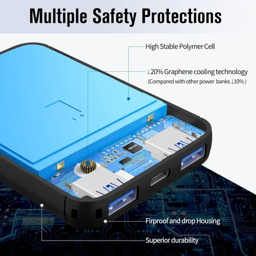 Miniatura 5 de S22 Cargador Portátil, Batería Externa Mini Colorida de 5000mAh Compatible con iPhone 15/14/13/12/11/X de Todas las Series y Teléfono Android