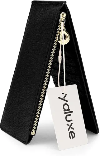 Miniatura 8 de Yaluxe- Cartera para mujer con bloqueo RFID, de cuero genuino, multiorganizador de tarjetas con bolsillo con zíper