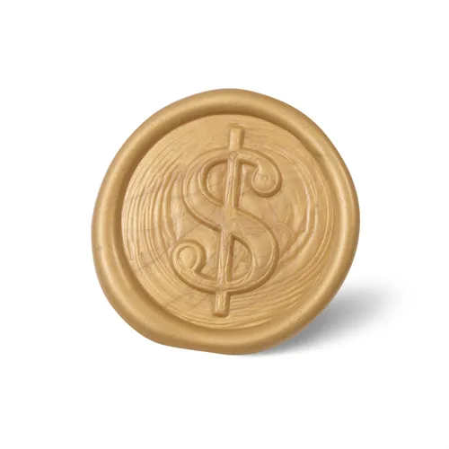 Miniatura 3 de Mceal Sello de cera, cabeza de latón con mango de palisandro, 1.2"(30mm) de diámetro, (signo de dólar)