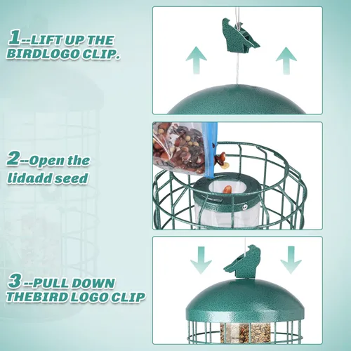 Miniatura 3 de Yinns Comedero para pájaros enjaulados para exteriores, comedero de metal grande a prueba de ardillas, 3 libras, comedero para pájaros silvestres