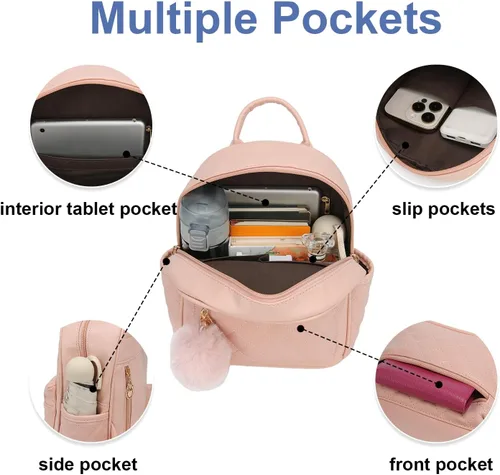 Miniatura 27 de Mini mochila de moda para niñas, bolso pequeño lindo de cuero a cuadros para mujer, mochilas pequeñas, Negro -, Mini mochila de moda para niñas
