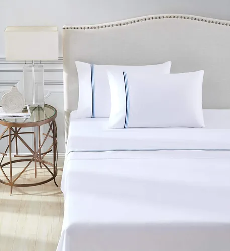 Miniatura 11 de Hotel Triple Luxe - Juego de sábanas de satén, 100% algodón egipcio Giza de ELS, bordado, totalmente natural, plano, ajustado y 2 fundas de almohada