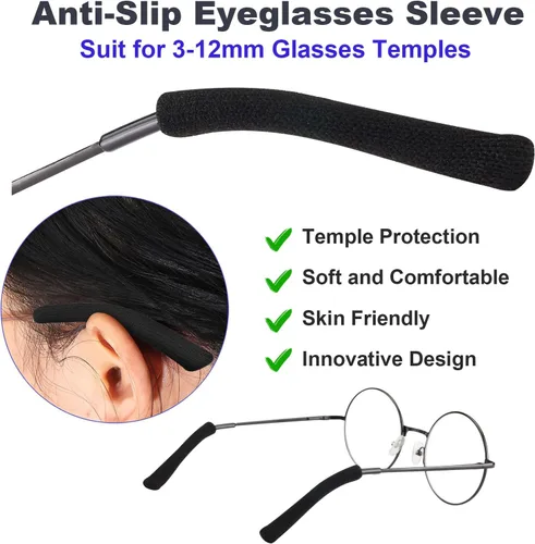 Miniatura 2 de Cojines para las orejas para lentes con tela de algodón, puntas de retenedor de gafas de punto suave, almohadillas elásticas antideslizantes