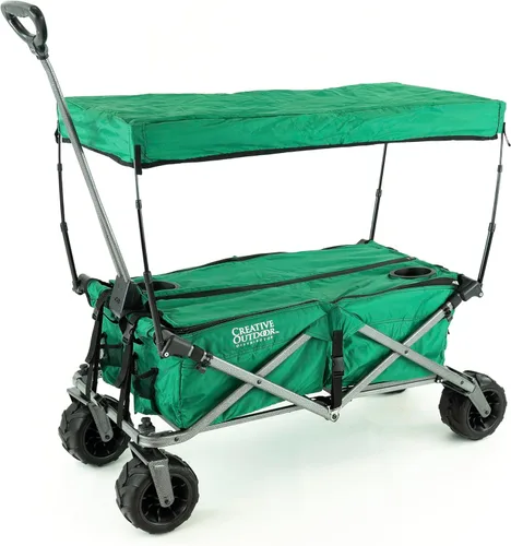 Miniatura 13 de Creative Outdoor All-Terrain Deluxe Wagon Ruedas giratorias todo terreno de 360 grados Ideal para playa, parque, jardín y portón trasero Negro