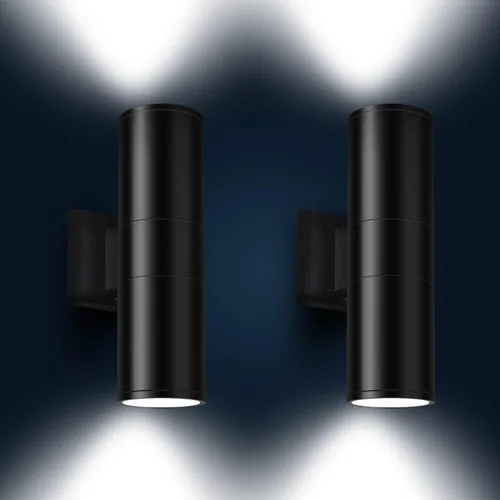 rosykite Lámpara de pared para exteriores, iluminación exterior brillante del anochecer al amanecer con sensor, listado ETL, diseño de cilindro de