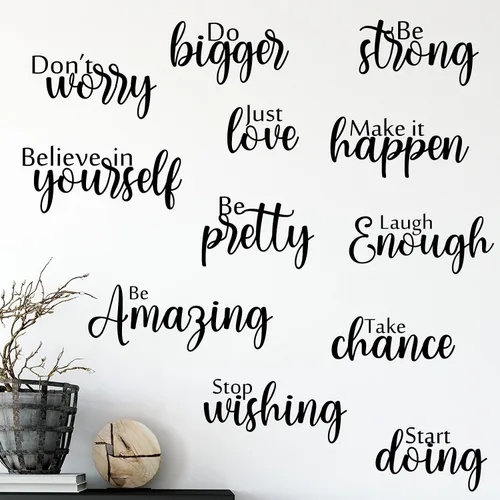 Miniatura 8 de Marspark 12 calcomanías inspiradoras para pared, con cita motivacional, para despegar y pegar, calcomanías extraíbles de espejo con frase positiva