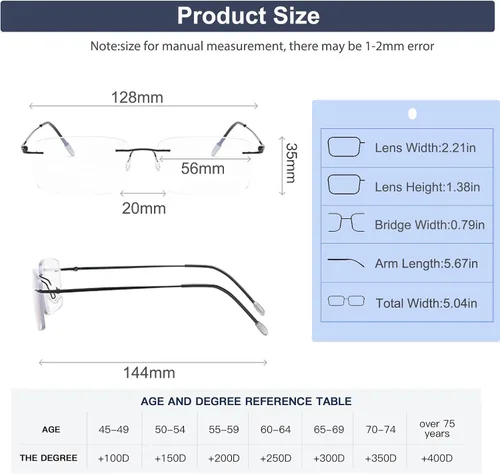 Miniatura 7 de K.LAVER Lentes de lectura bifocales fotocromáticos con bloqueo de luz azul para hombres y mujeres, gafas de sol sin montura de transición