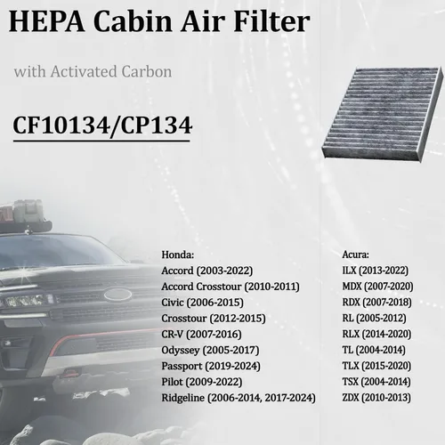 Filtro de aire de cabina CF10134 CP134 con capa de carbón activado para Honda Acura Accord, Civic, Crosstour, CR-V, Odyssey, Passport, Pilot,