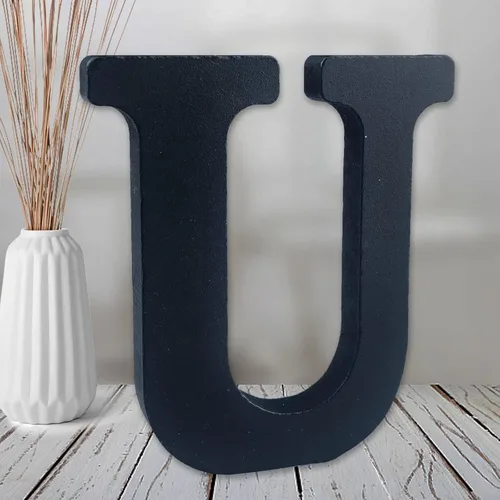 Miniatura 26 de AOCEAN Letras de madera de 6 pulgadas en negro, letra de madera sin terminar para letras decorativas de pared, letras en relieve, letrero de corte B