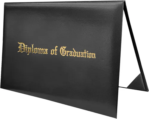 MyGradDay Cubierta de diploma impresa 8.5x11 titular del diploma de graduación cubierta de cuero liso tamaño carta negro