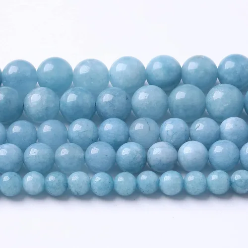 Miniatura 44 de Cuentas de jade verde chino natural, piedras preciosas, cuentas redondas sueltas para hacer joyas, pulsera DIY, collar, 8mm, 45 piezas, 15 pulgadas