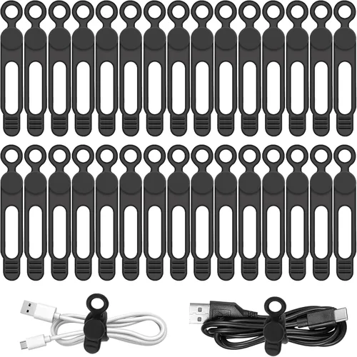 Organizador de cables de silicona reutilizable de 3 pulgadas para cables de carga, cables de datos, cables de computadora, organización de cables