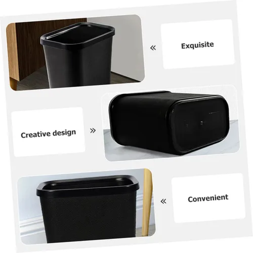 Miniatura 5 de BESTOYARD Cubo de basura abierto, contenedor de flores, cubo de basura negro, cubo de basura para baño, papelera para el hogar, cubo de basura