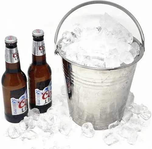 Miniatura 4 de Juego de 2 cubos de hielo multifuncionales de acero inoxidable con asas, contenedor portátil para enfriadores de vino para bares, fiestas, camping