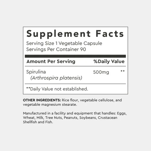 Miniatura 5 de Alaya Naturals - Cápsulas de espirulina pura, hechas con Earthrise (500 mg, 90 cápsulas, sin OMG)