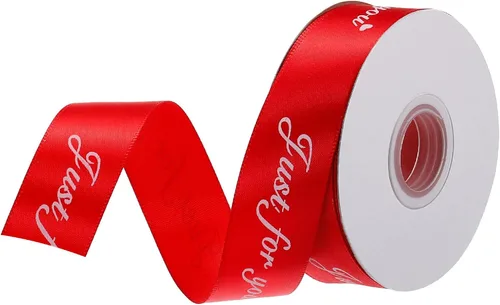 Miniatura 8 de MECCANIXITY Cinta de satén de 1 pulgada de ancho Just for You, cinta de grogrén personalizada de San Valentín de 25 yardas para envolver regalos
