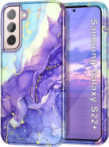 Miniatura 12 de Btscase Funda para Samsung Galaxy S22 Plus 5G, Patrón de Mármol 3 en 1 Resistente Uso Rudo a Prueba de Golpes Cuerpo Completo Rugosa PC Dura +