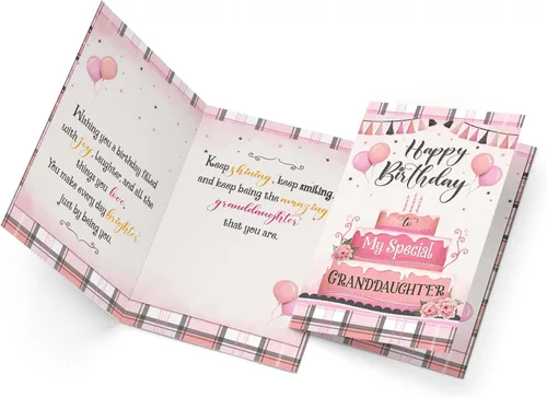 Miniatura 3 de Tarjeta de cumpleaños para nieta de Prime Greetings, fabricada en Estados Unidos, ecológica, cartulina gruesa con sobre premium de 5 x 7.75