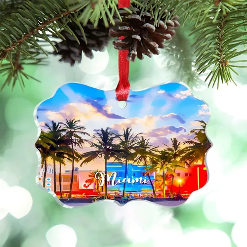 Miami Florida, Estados Unidos, decoración de árbol de Navidad, recuerdos de ciudad de campo, recuerdos personalizados de Navidad 2023, decoración de