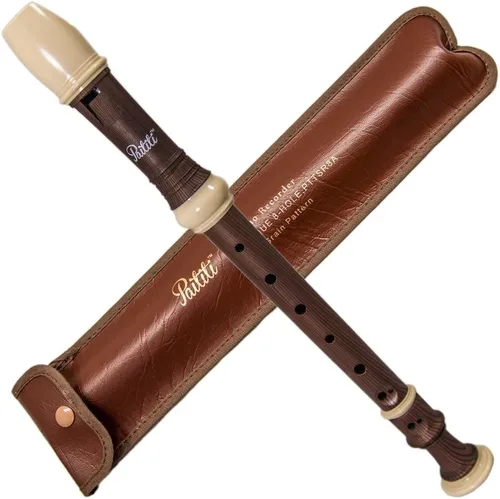Miniatura 10 de Flauta dulce Paititi Soprano de 8 orificios con varilla de limpieza + gráfica de dedos + estuche para instrumento de música, Cremoso, Estándar