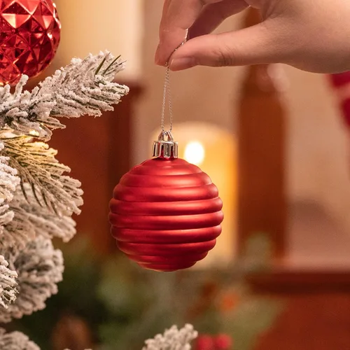 Miniatura 5 de Valery Madelyn - Adornos de árbol de Navidad, 24 esferas rojas inastillables de 60 mm, adorno colgante a granel de 2.36" para decoración de fiesta