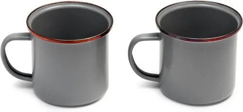 Miniatura 20 de Barebones Juego de 2 tazas de café esmaltadas de 16 onzas, taza de campamento con borde de acero inoxidable