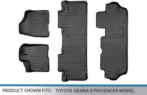 Miniatura 6 de SMARTLINER Juego de tapetes de piso de ajuste personalizado de 3 filas para Toyota Sienna 2011-2012