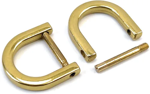 Miniatura 39 de 4 anillos en D resistentes con grillete de 1-1/2 pulgadas, oro antiguo, en forma de U, repuesto para bolso, llavero, collar de perro