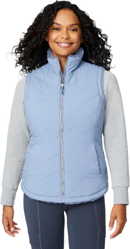 Miniatura 7 de Free Country Chaleco reversible acolchado de forro polar sherpa ligero con bolsillos con cremallera, chaleco de invierno para damas-Cirrus