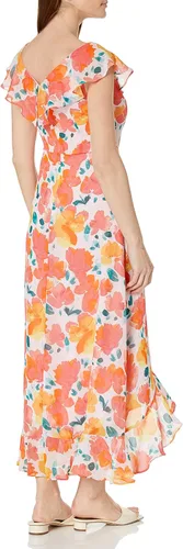 Miniatura 2 de London Times Women's Faux Wrap Ruffle Maxi Dress