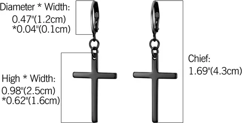 Miniatura 6 de Aretes colgantes de cruz para mujeres y hombres, de acero inoxidable, con bisagras, aretes de aro de Navidad, Pascua, joyería de boda