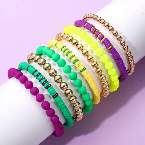 Miniatura 11 de Surfer Heishi - Pulseras apilables para mujer, apilables, de vinilo arcoíris, disco de arcilla, pulseras elásticas para la amistad, joyería bohemia
