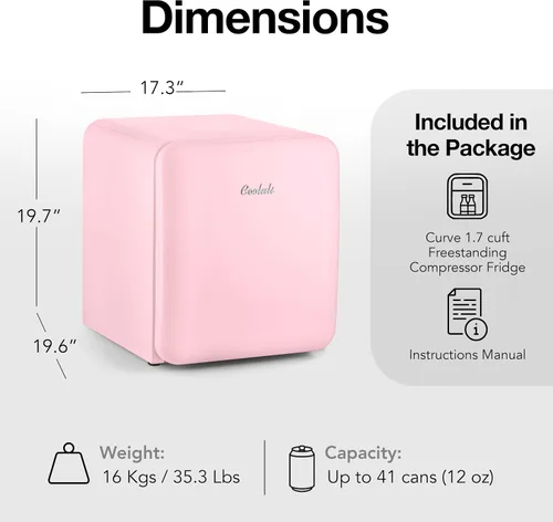 Miniatura 6 de Cooluli Mini refrigerador Curve de 1.7 pies cúbicos, refrigerador pequeño para dormitorio, oficina, dormitorio universitario, control inteligente