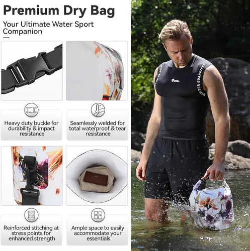 Miniatura 2 de MARCHWAY - Bolso seco flotante e impermeable 1.32/2.64/5.28/7.93/10.57 galones, parte superior enrollable, mantiene secos equipos de kayak rafting