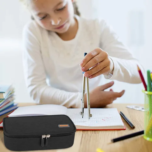 Miniatura 8 de Estuche para lápices de gran capacidad, bolsa de tela Oxford, bolsa de almacenamiento para bolígrafos, rotulador, bolsa de papelería para Negro