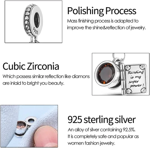 Miniatura 61 de KUNSIR Los abalorios se adaptan a pulseras Pandora para mujer, plata de ley 925, cuentas colgantes de joyería para niñas, dijes de feliz cumpleaños