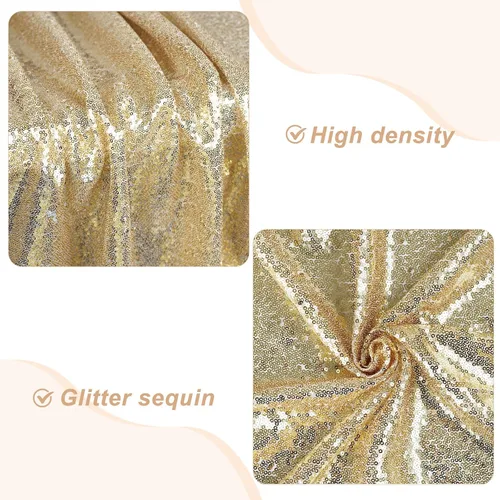 Miniatura 6 de PartyDelight Mantel de lentejuelas redondo de 50 pulgadas, color dorado claro, adorno de mesa para decoración de bodas, fiestas, cumpleaños
